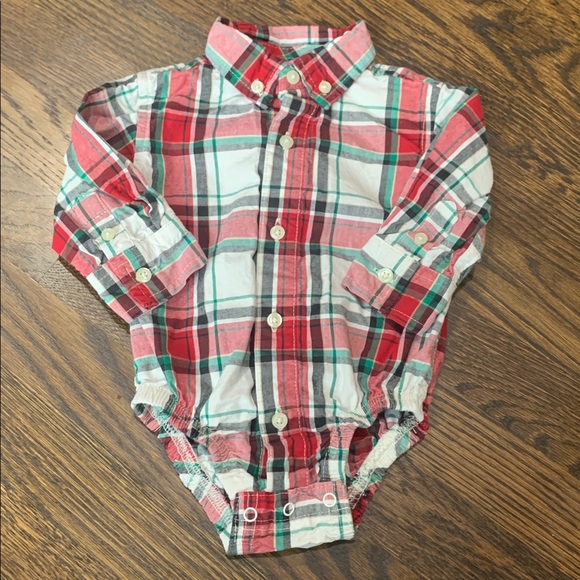 Plaid Holiday Button-Up Shirt, Vest, and Black Pants Set 6-12mo - Picture 6 of 6